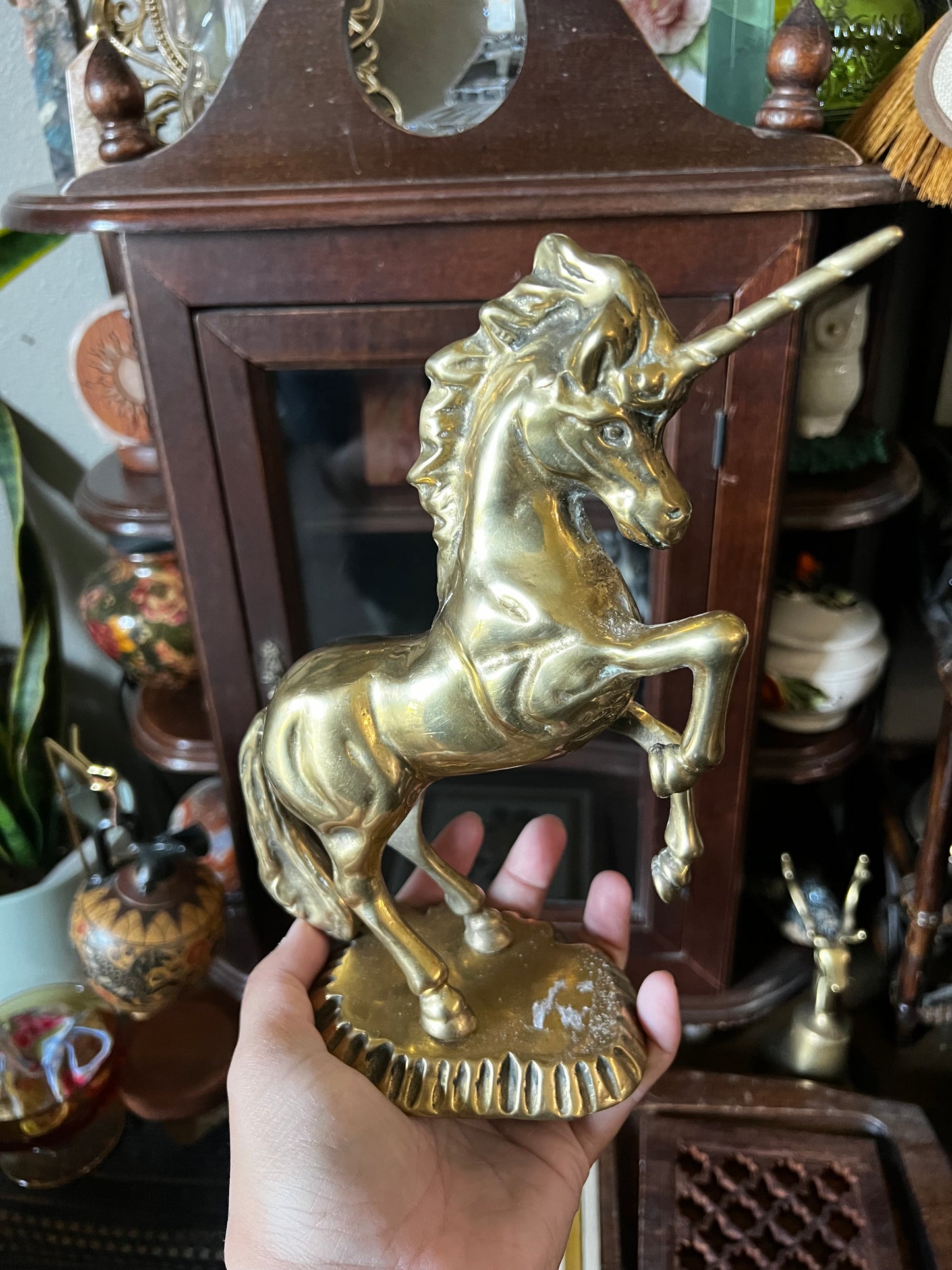 brass unicorn statue