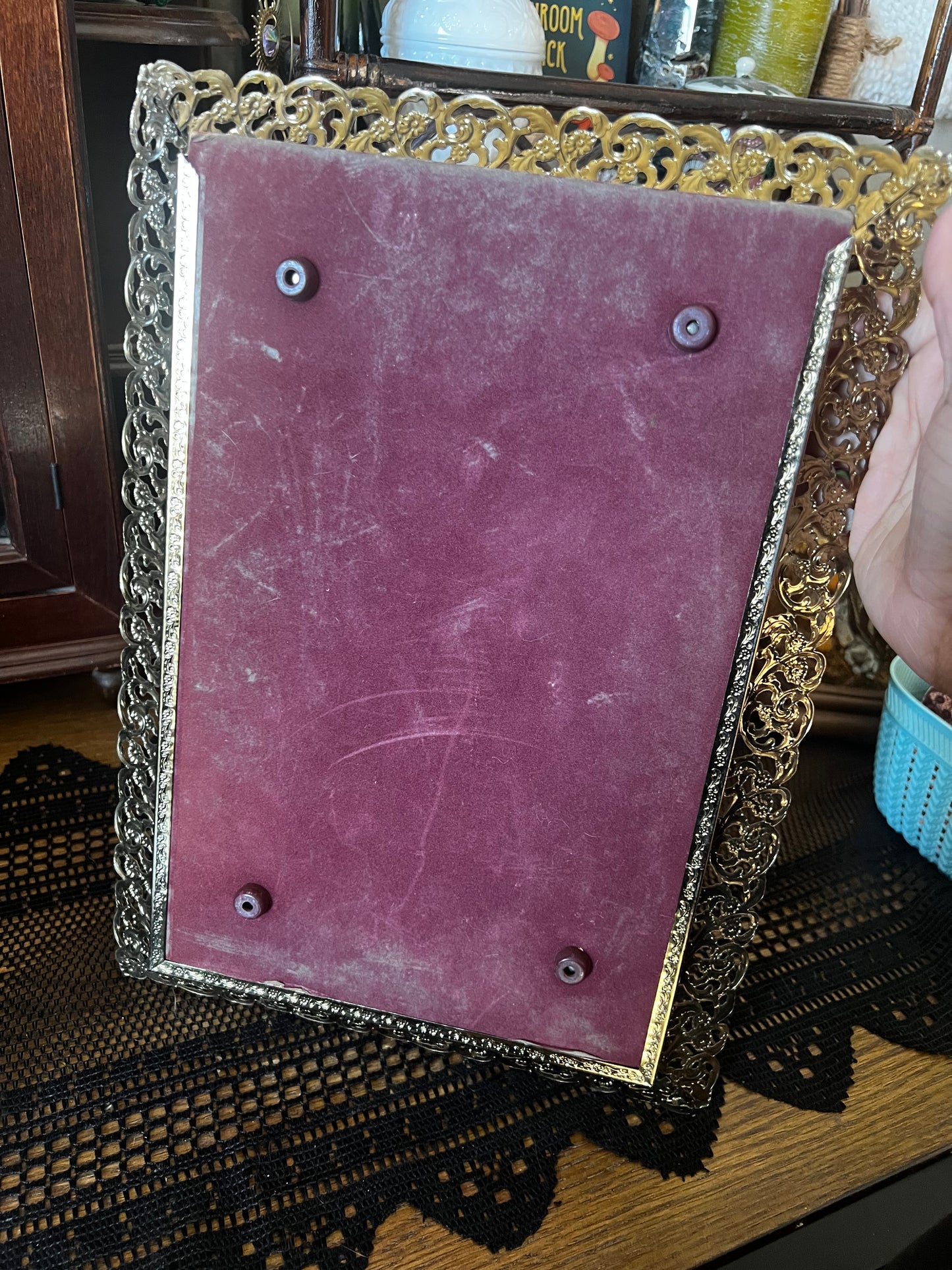 Vintage Brass Mirror Vanity Tray