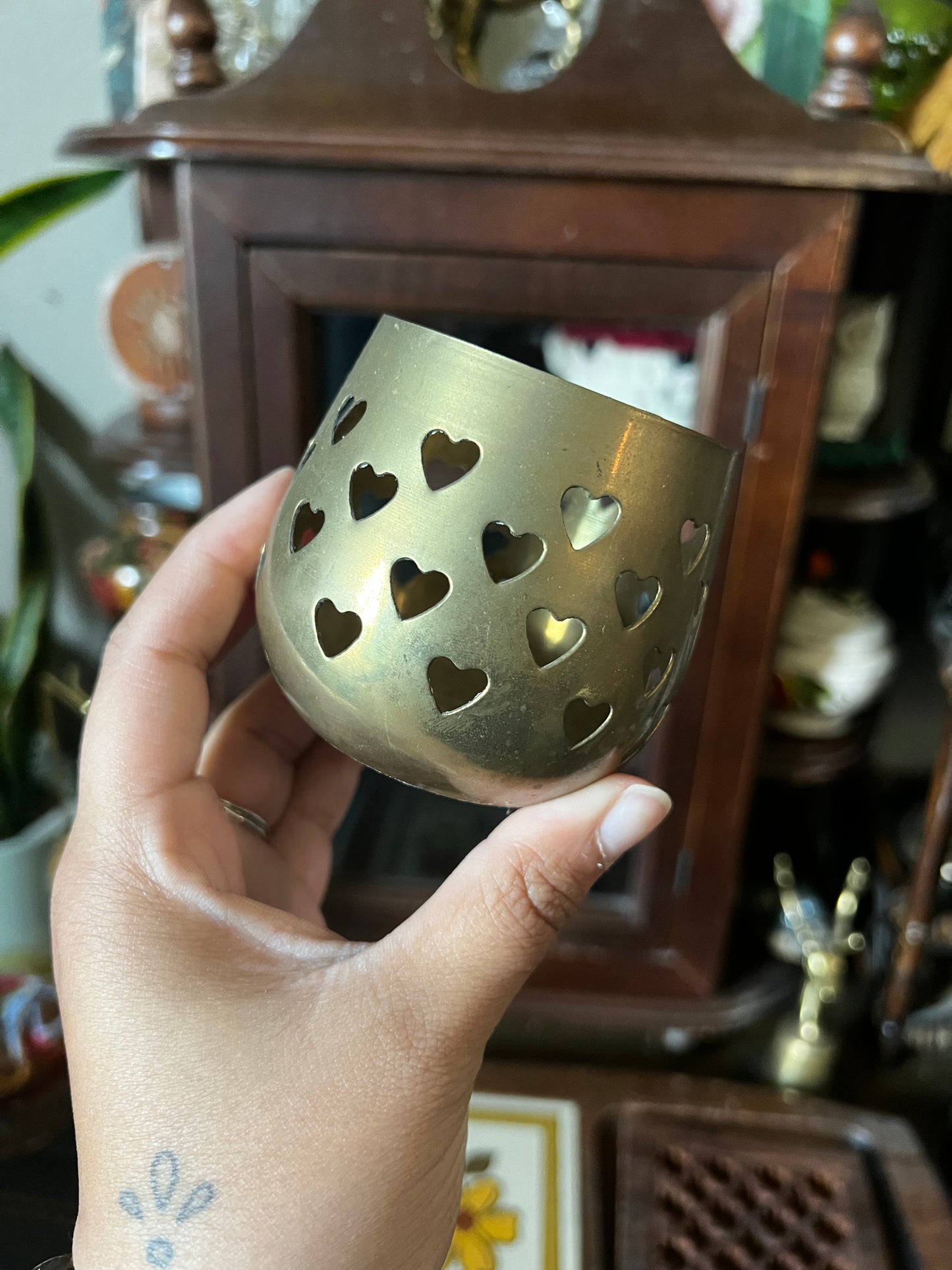 brass heart cut out votive holder