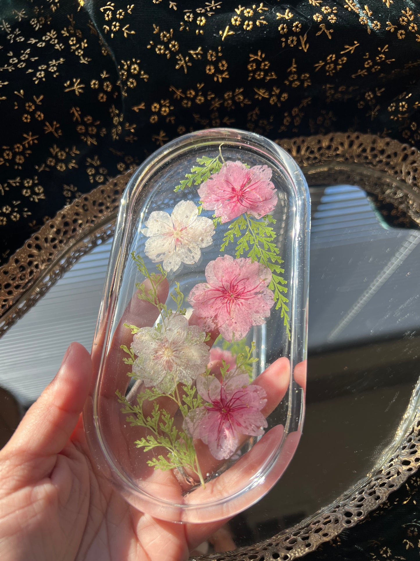 Spring Flowers Pressed Flower Resin Tray
