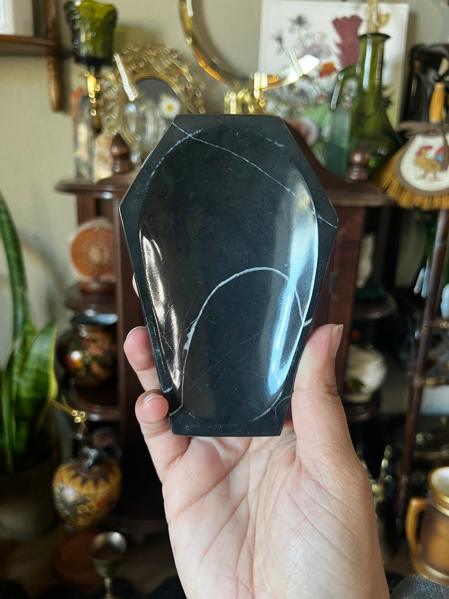 black and white marble coffin trays