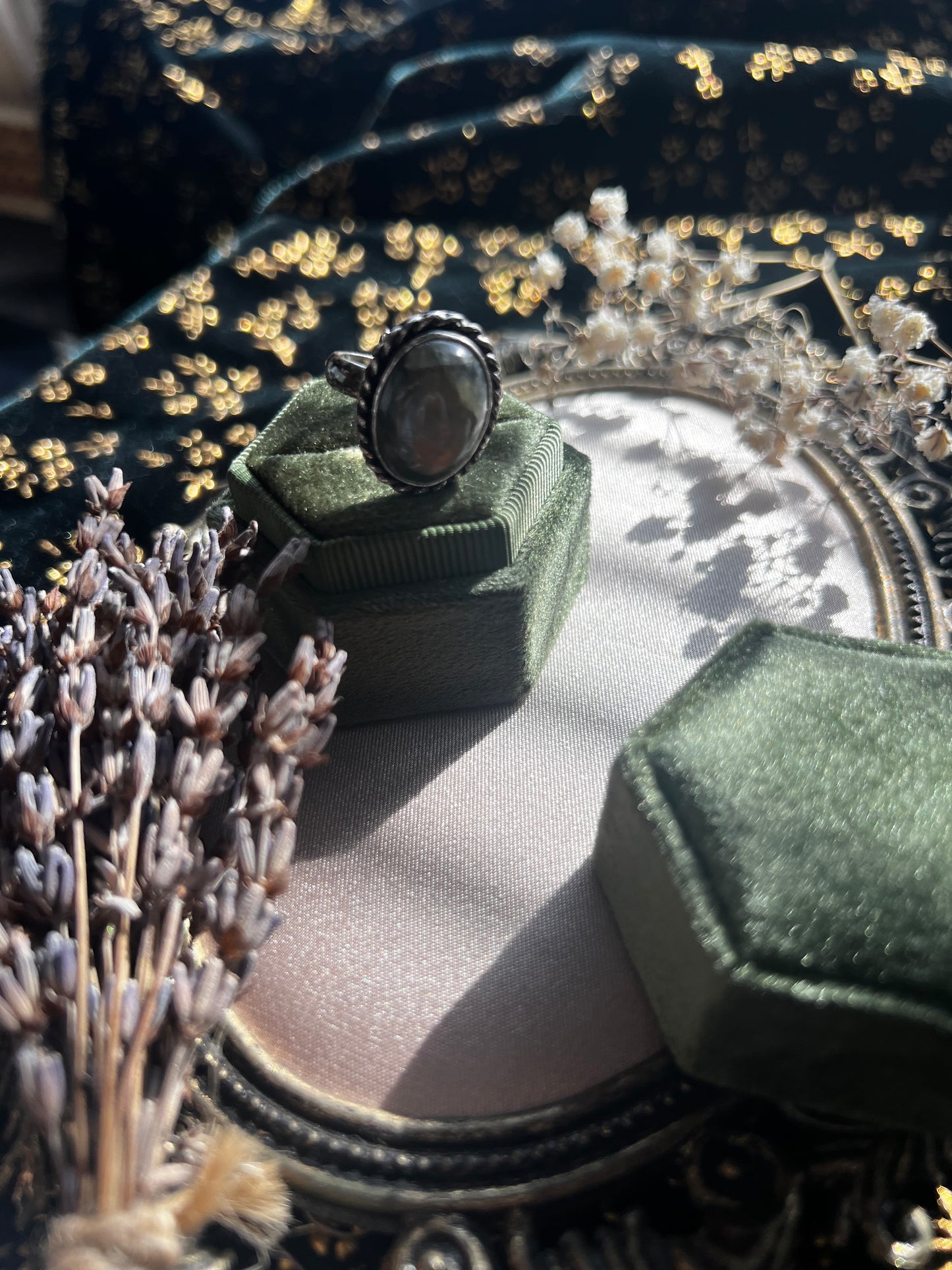 Silver Toned Labradorite Ring