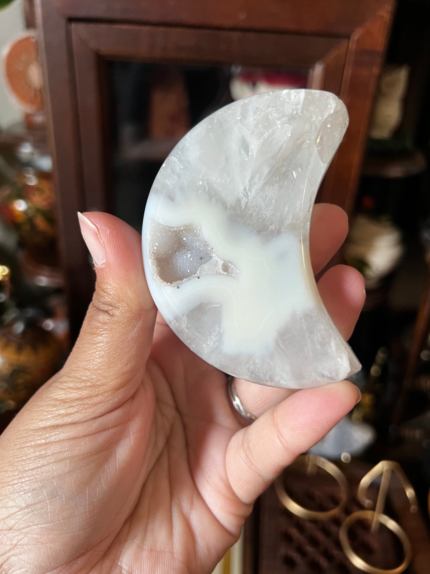 Druzy agate moons