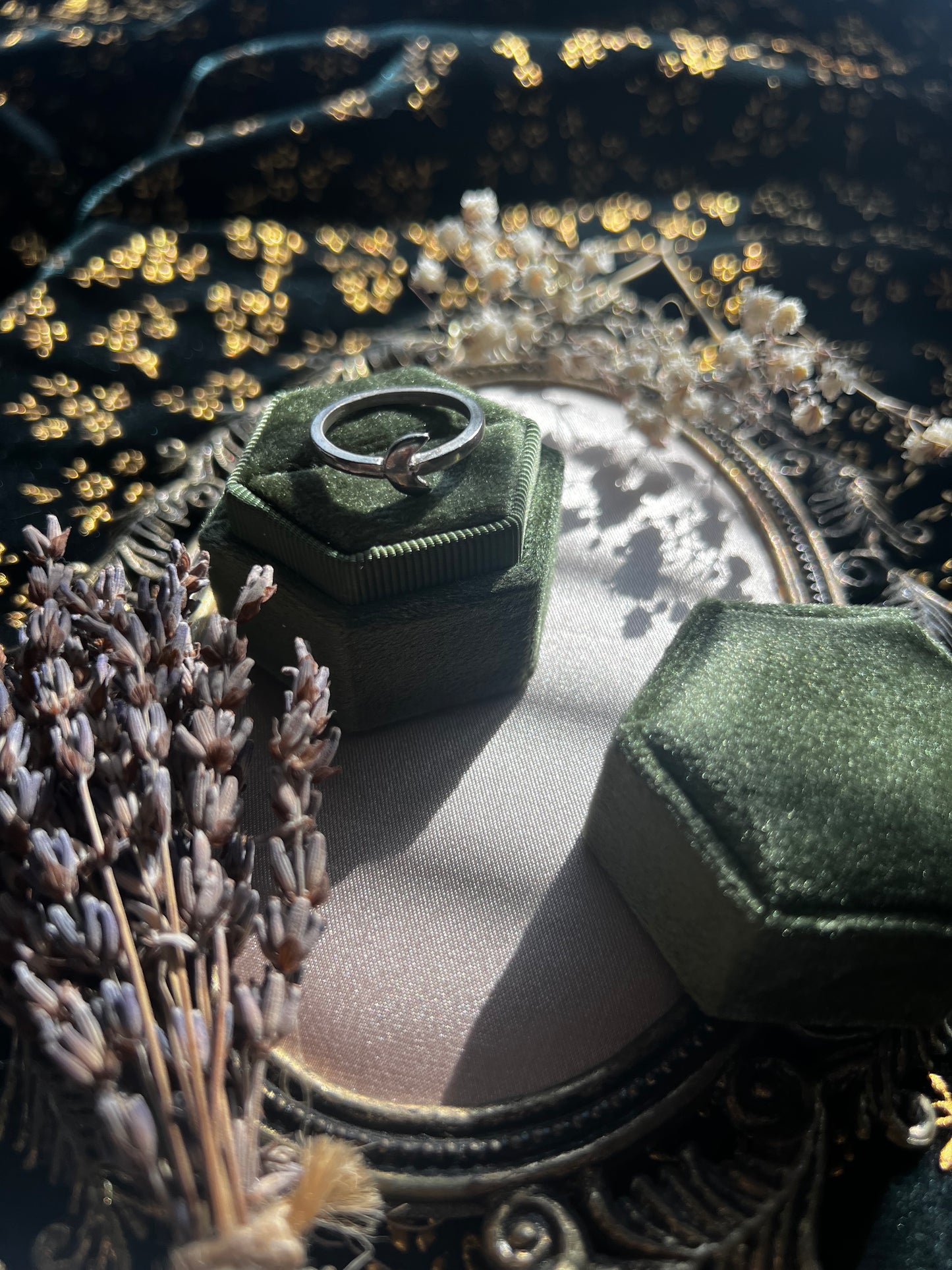 Silver Toned Moon Ring