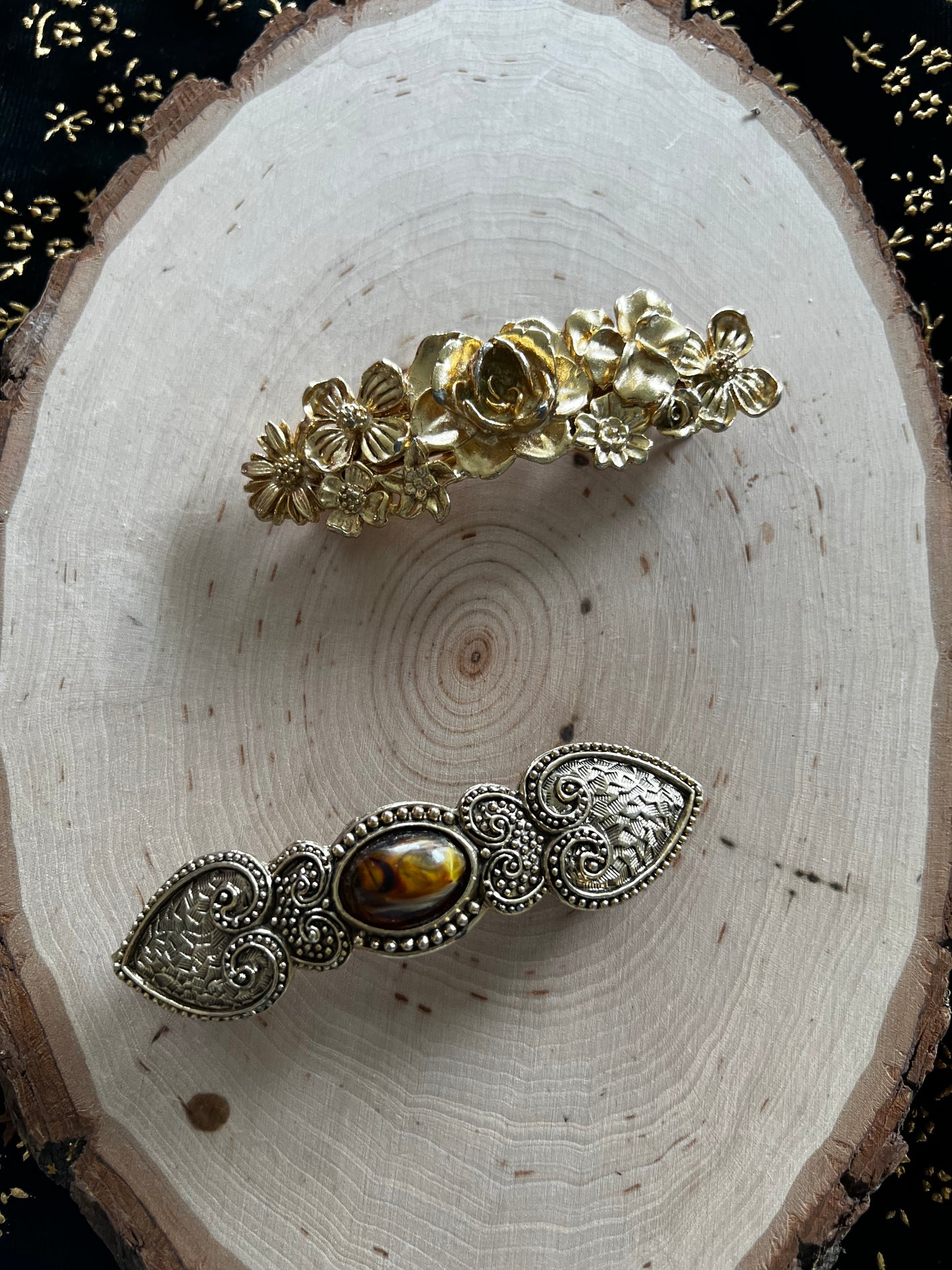 vintage gold hair clips