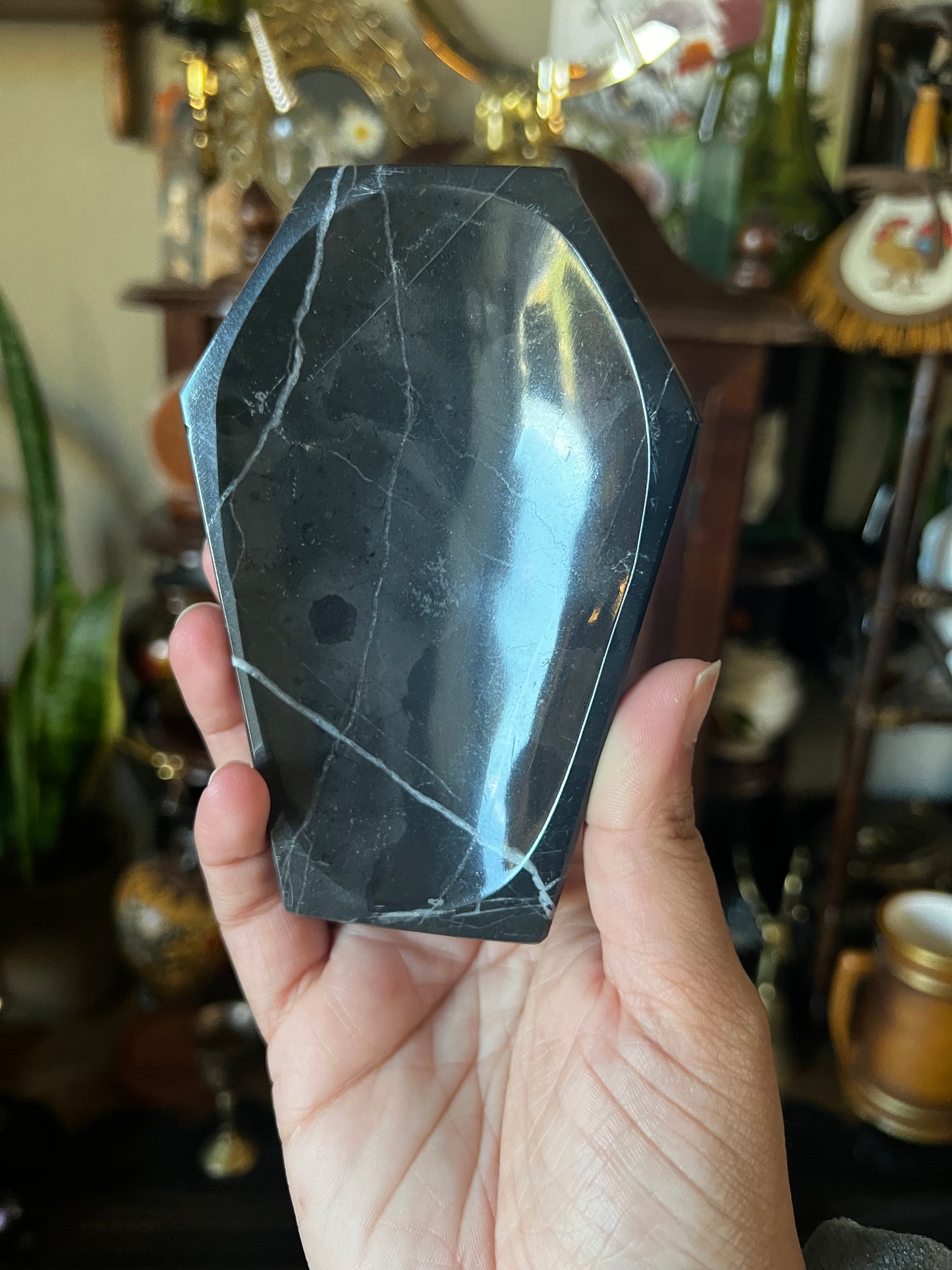 black and white marble coffin trays