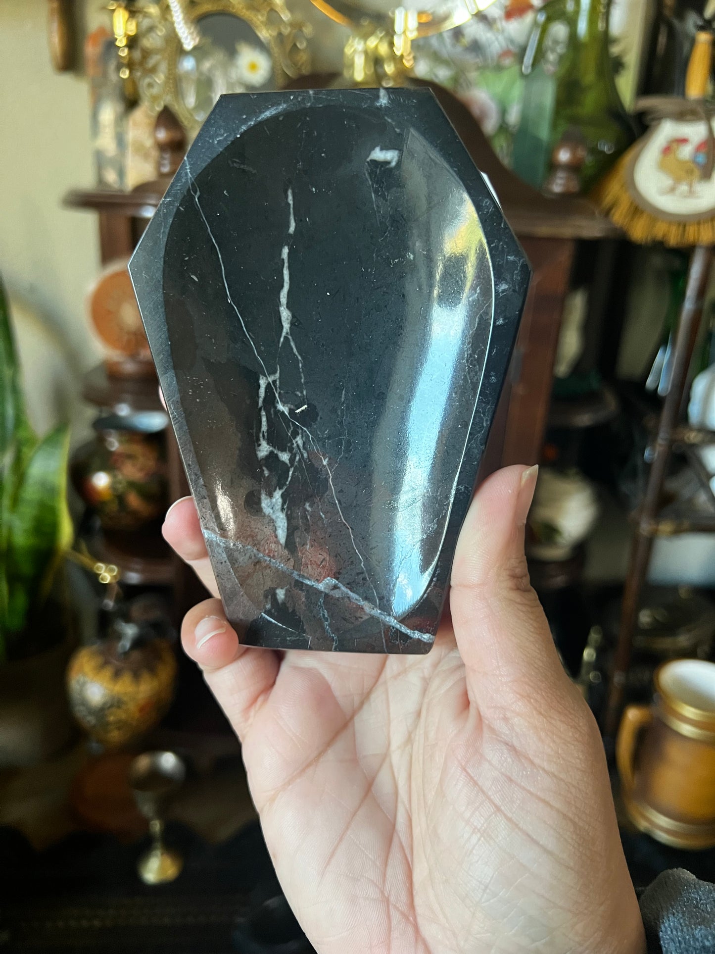 black and white marble coffin trays