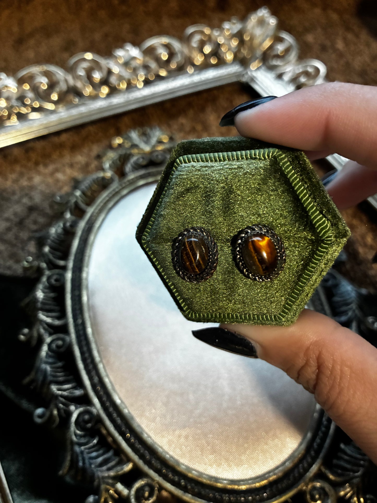 Tigers Eye Stud Earrings