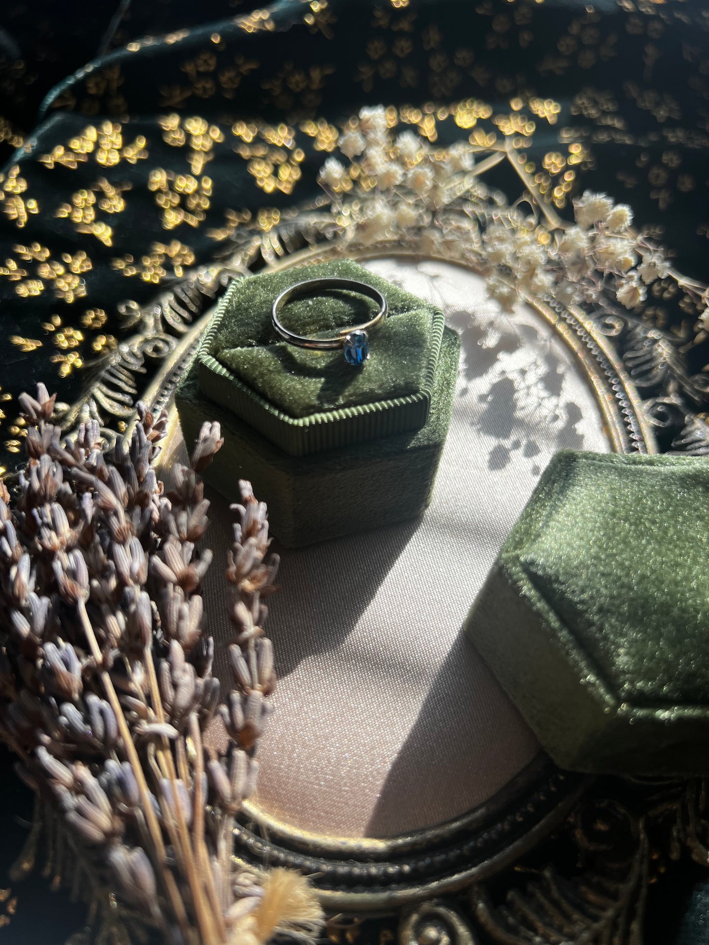 Small Sapphire Silver Toned Ring