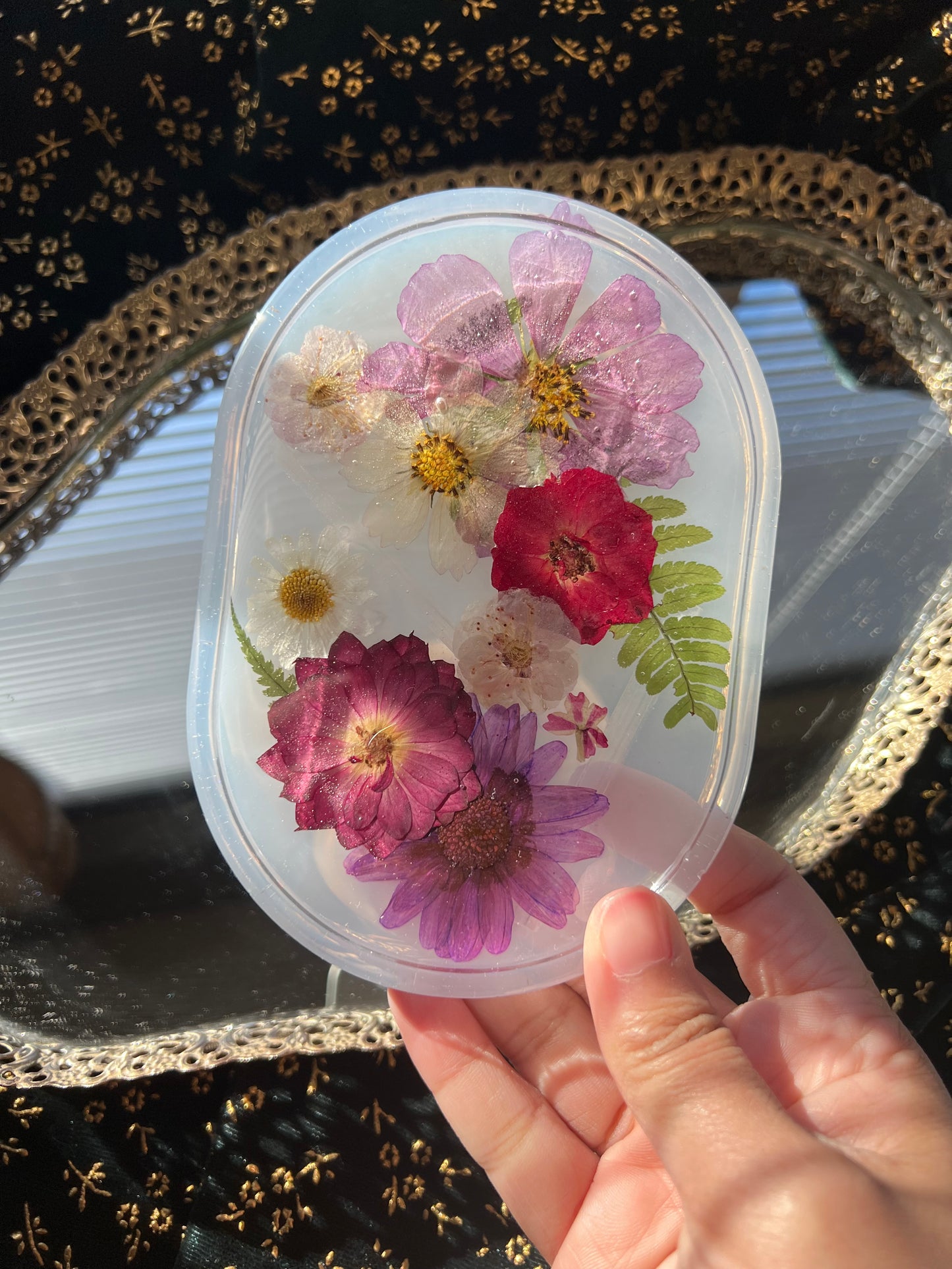 Queen Persephone Pressed Flower Resin Tray