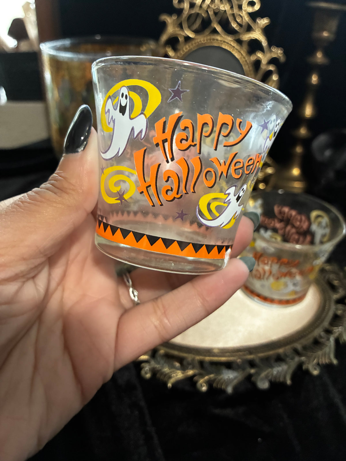 Happy Halloween Glass Votive Holders