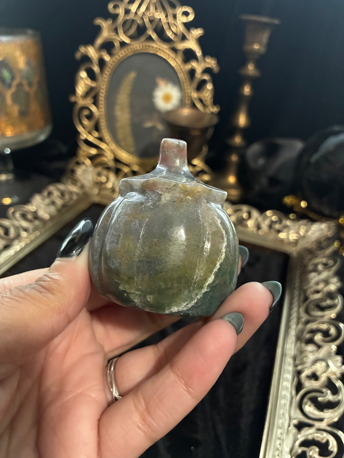 Moss Agate Jack’ O Lantern