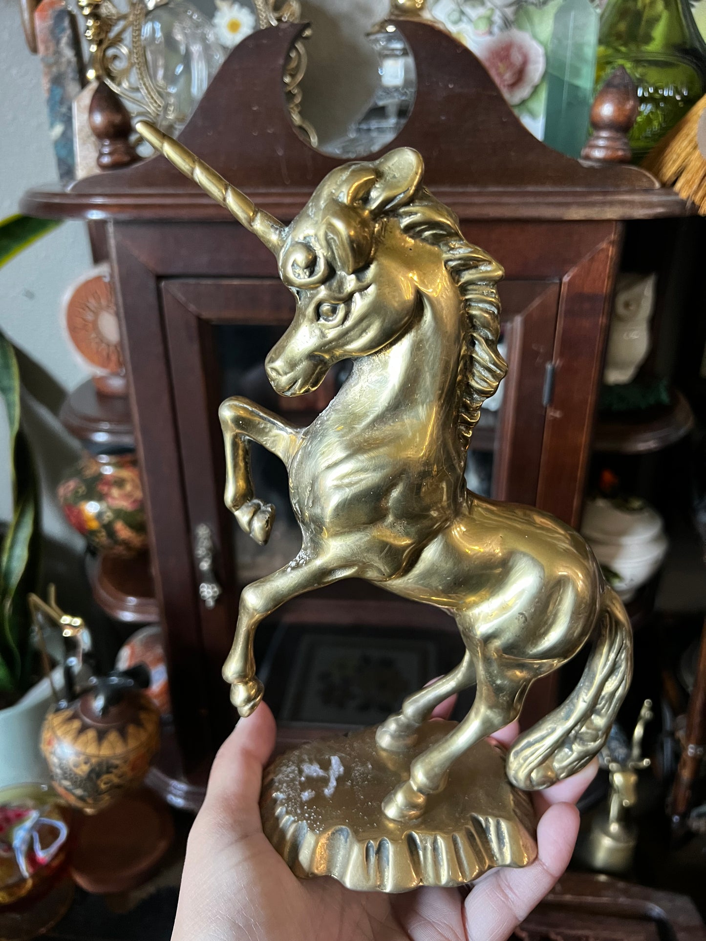 brass unicorn statue