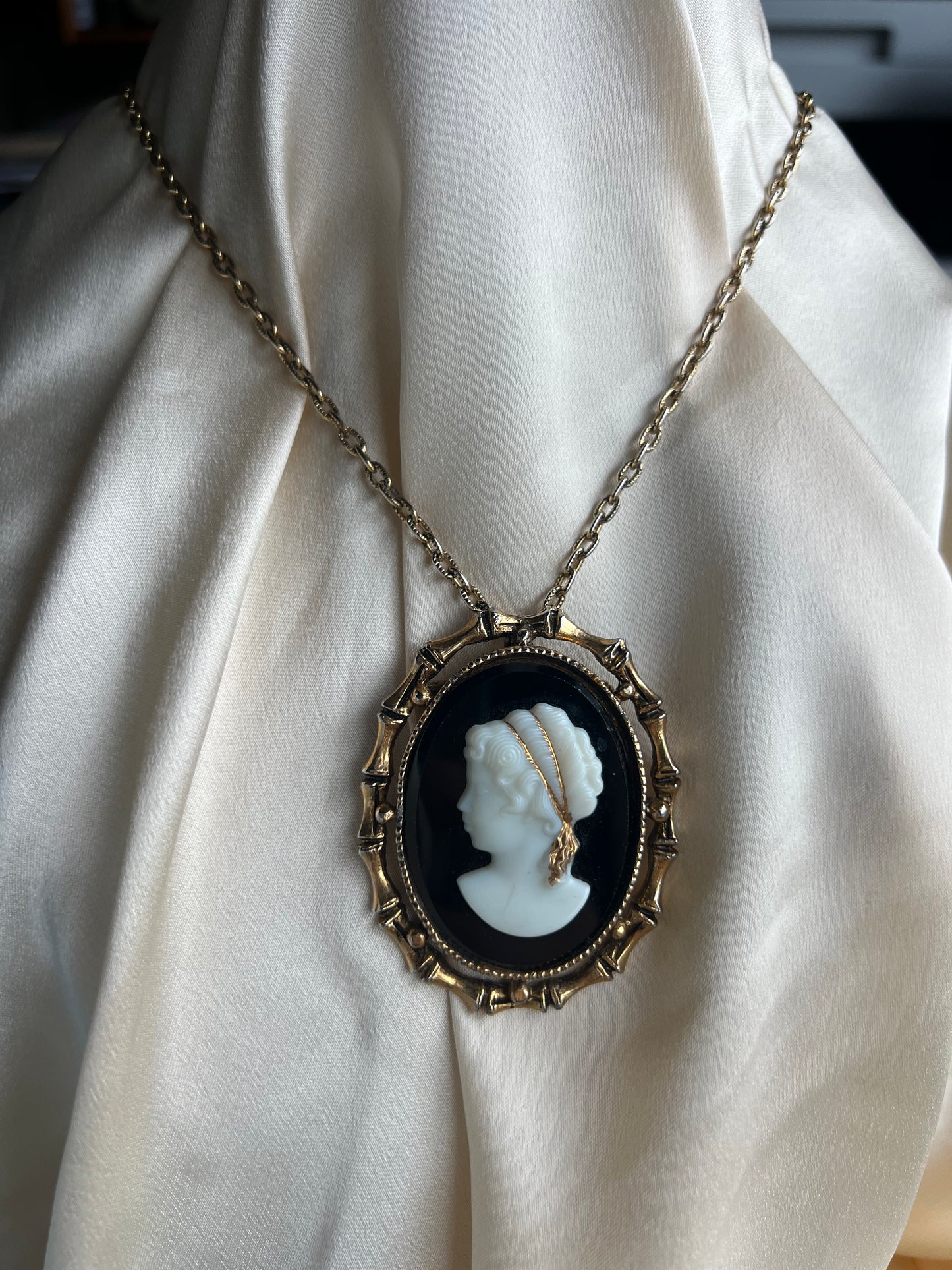 Black and Gold Cameo Necklace