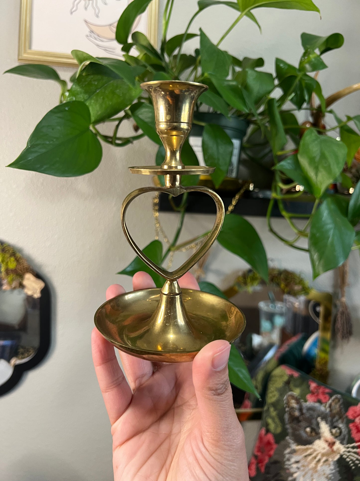 brass heart candle holder