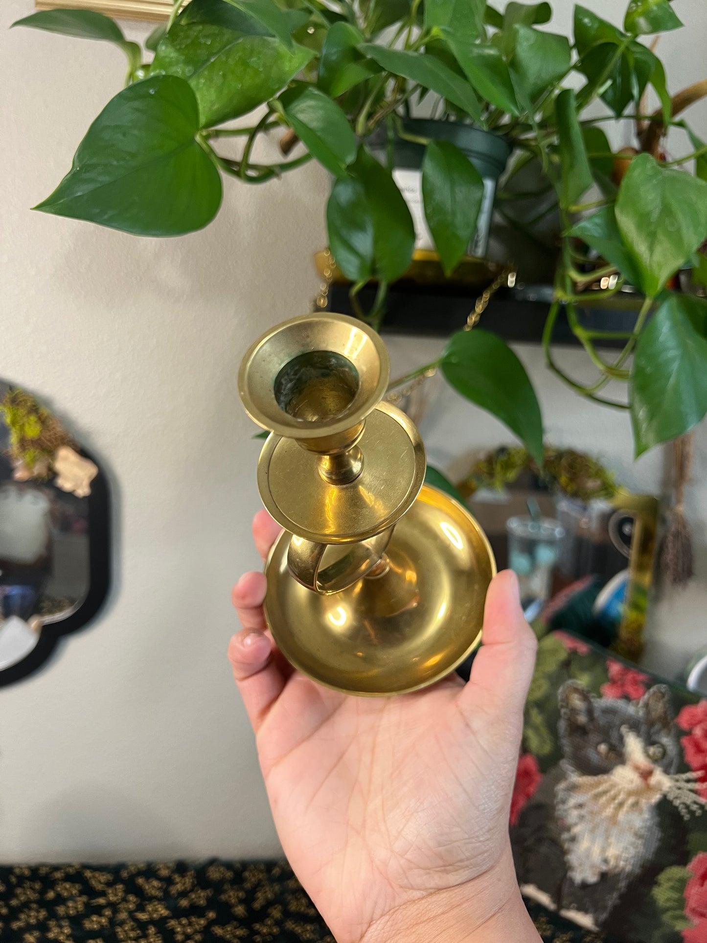 brass heart candle holder