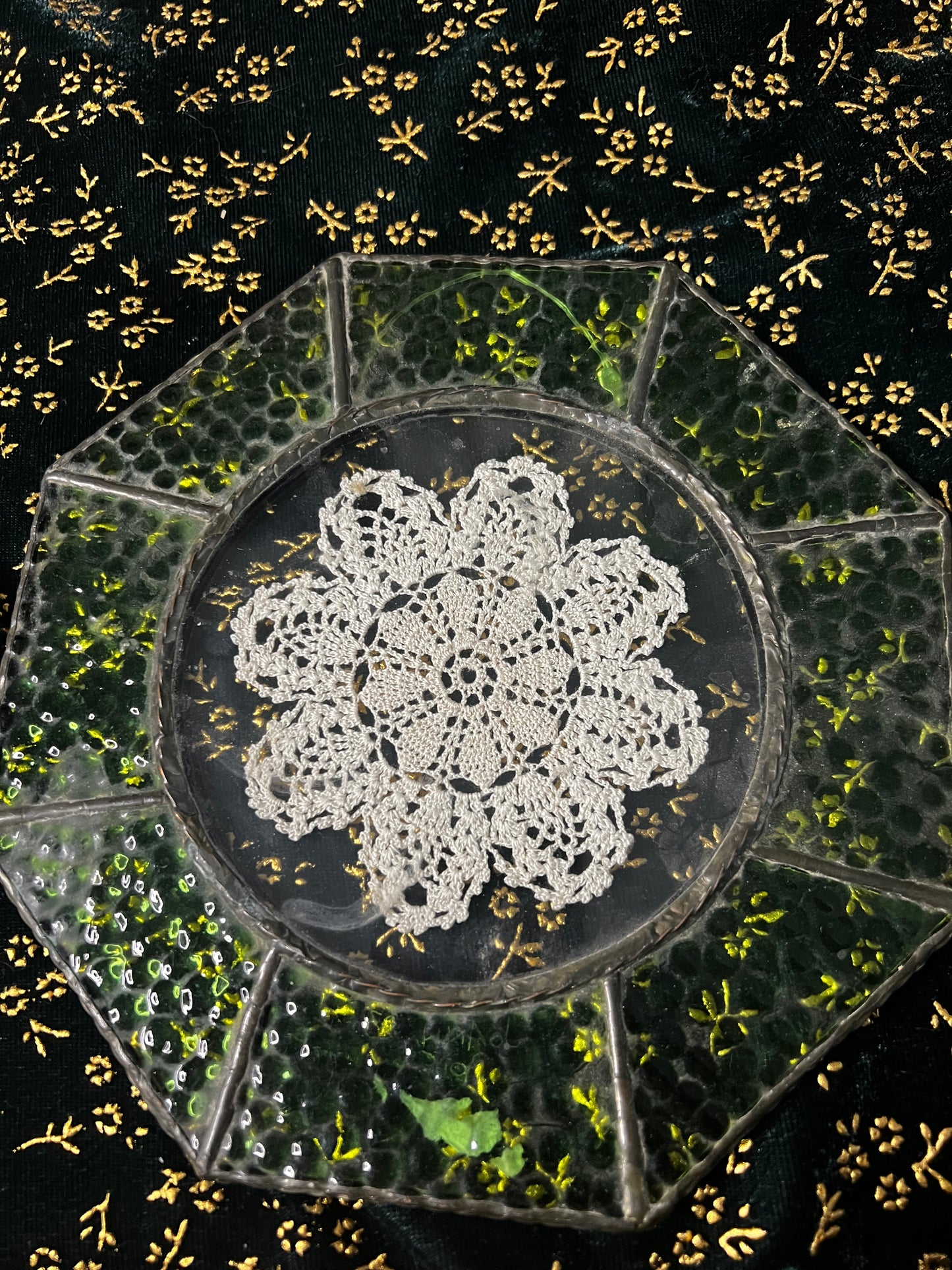 stained glass doily hanging