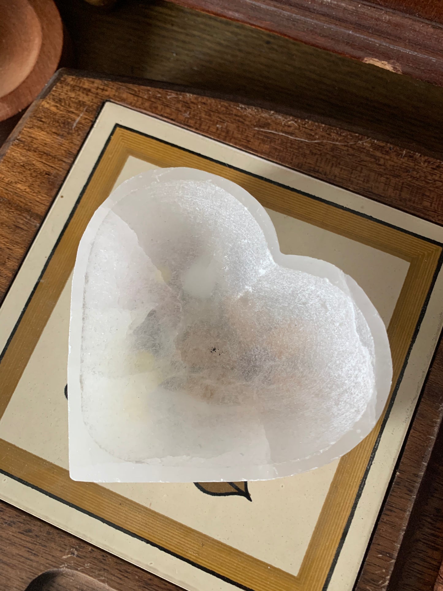satin spar heart bowl