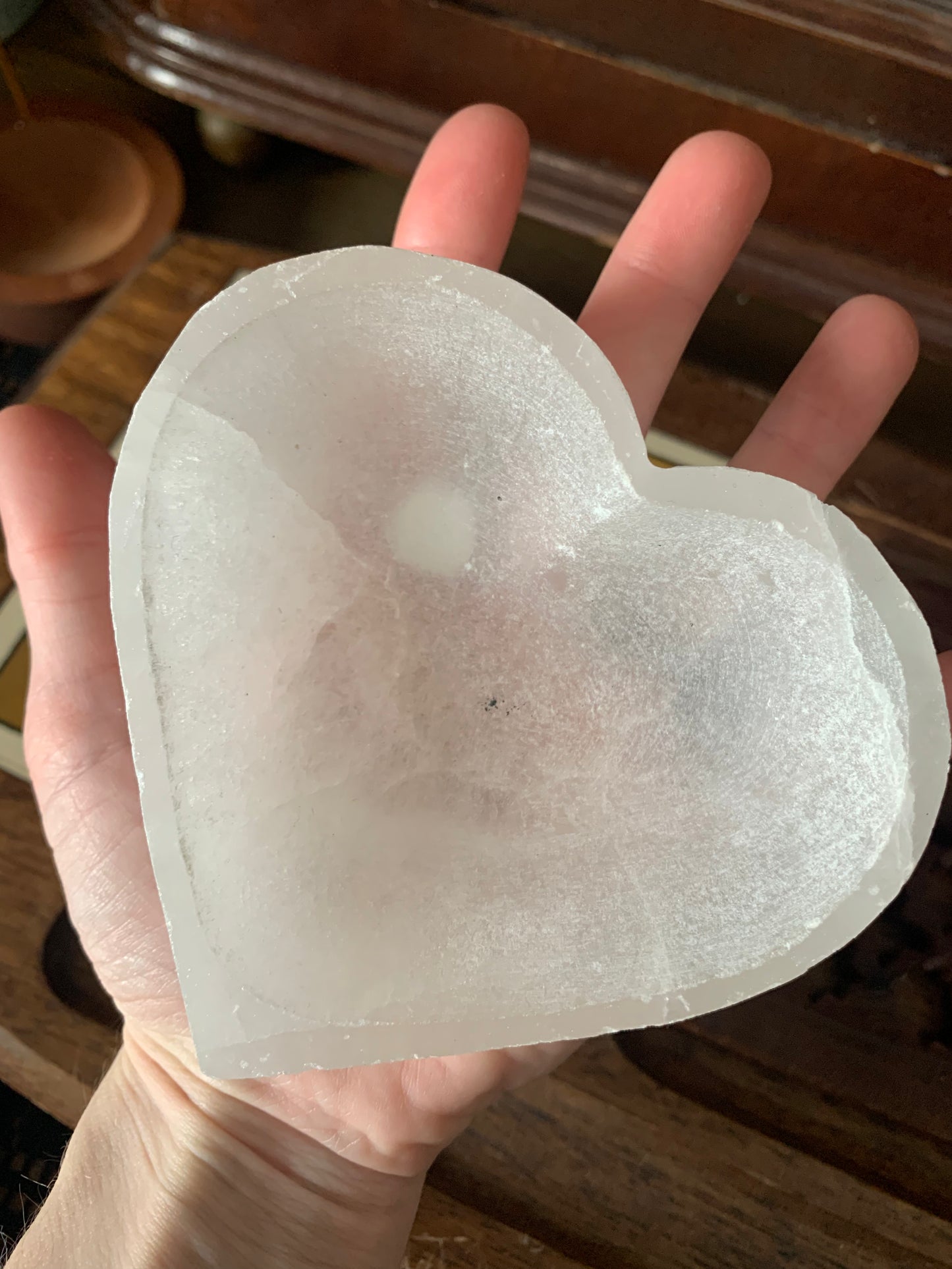 satin spar heart bowl