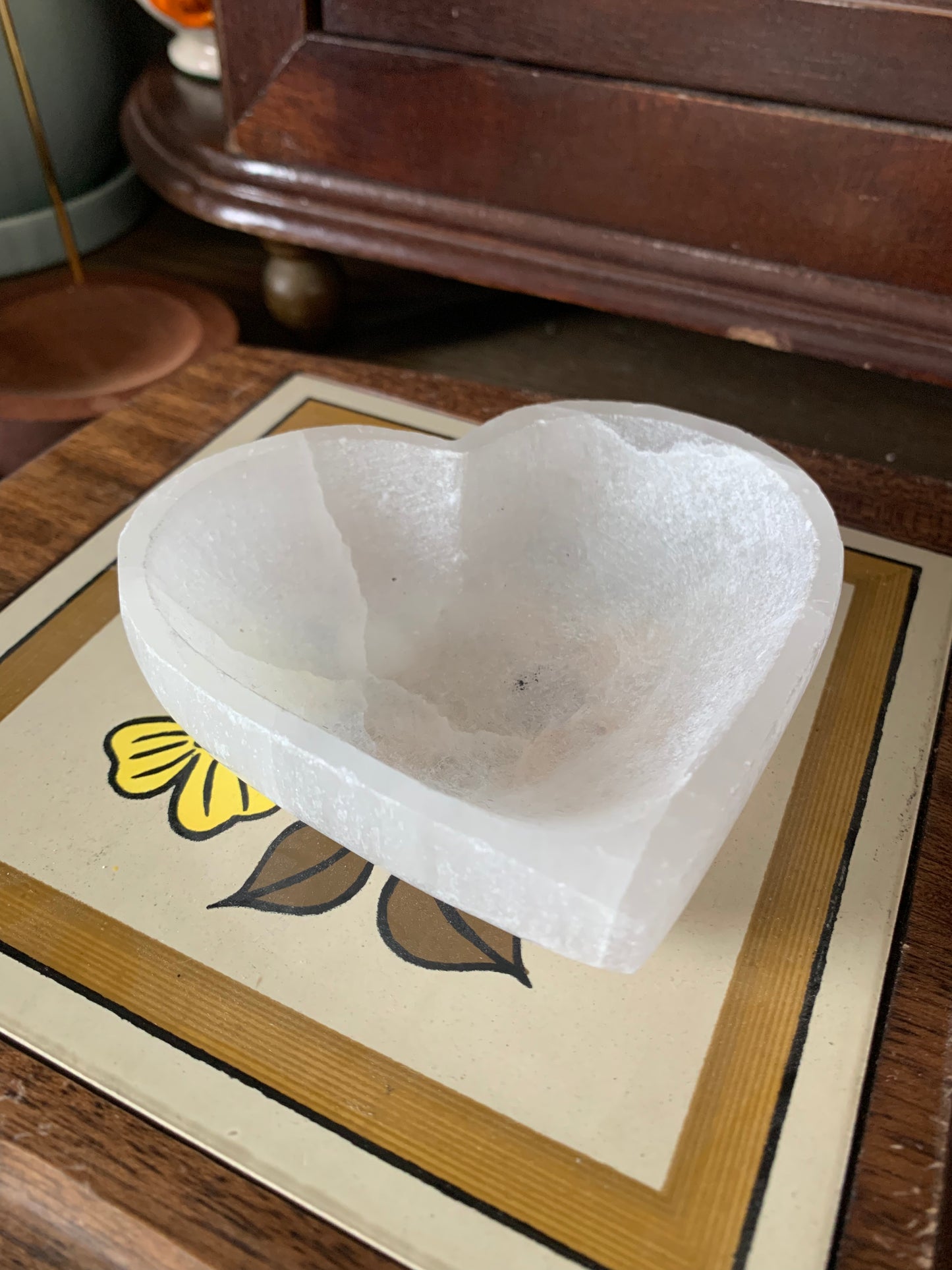satin spar heart bowl