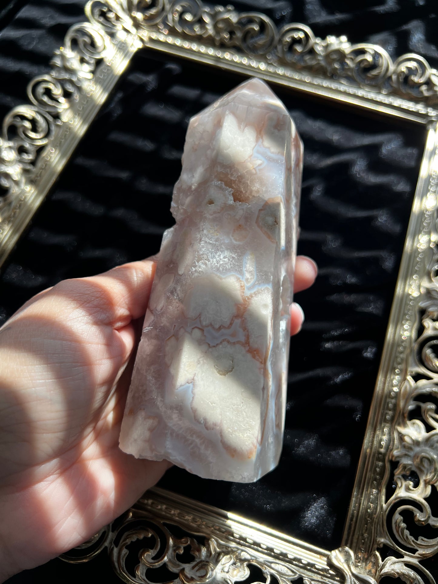 Pink Amethyst and Flower Agate Tower