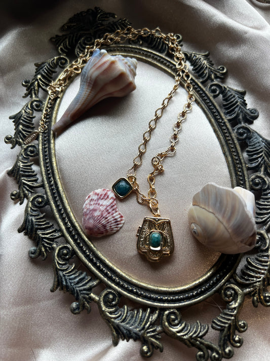 Blue Apatite Gold Toned Locket