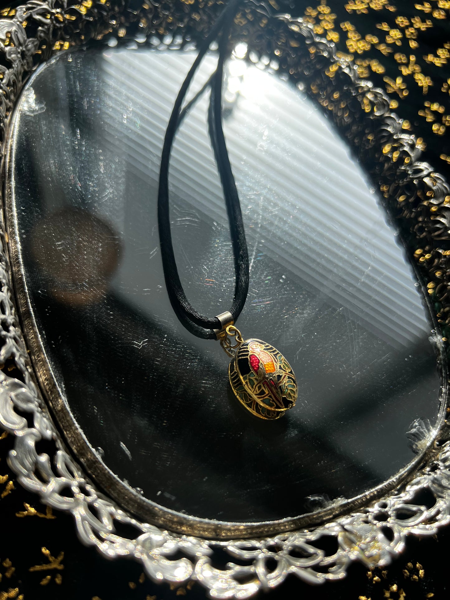 Vintage Cloisonné Enamel Parrot Necklace