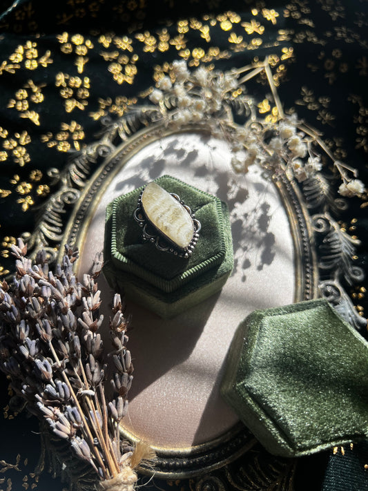 Yellow Calcite Silver Ring