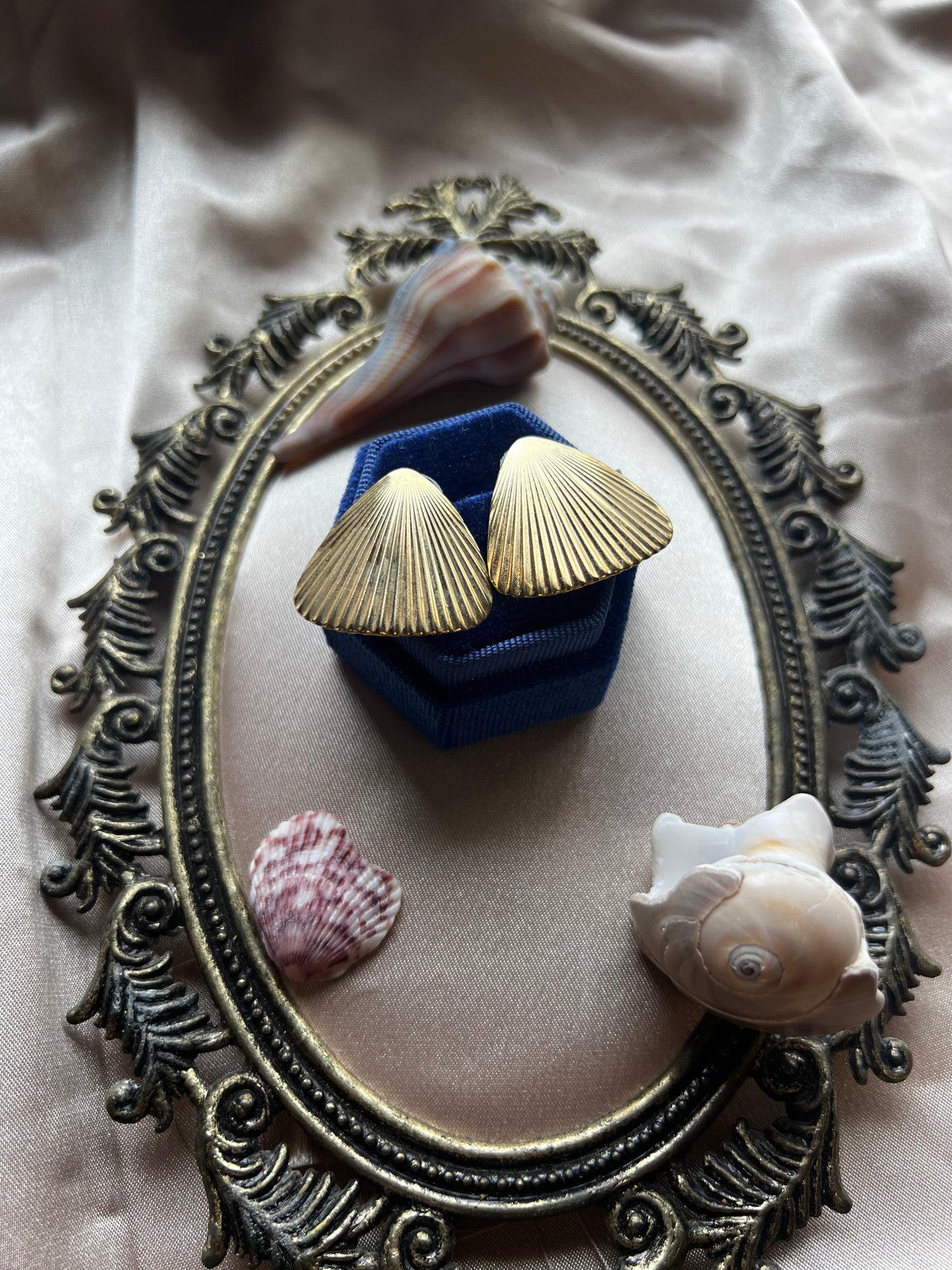 Gold Toned Fan Earrings