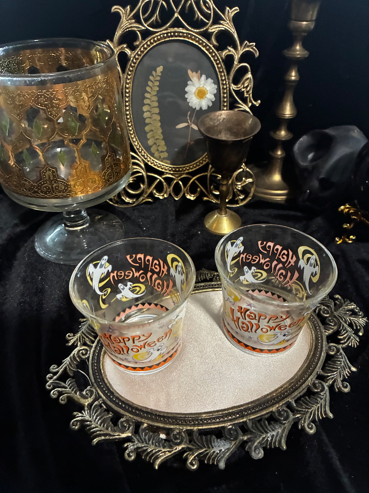 Happy Halloween Glass Votive Holders