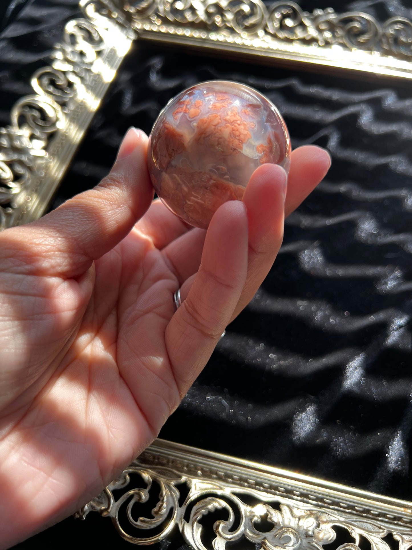 Pink Plume Agate Sphere