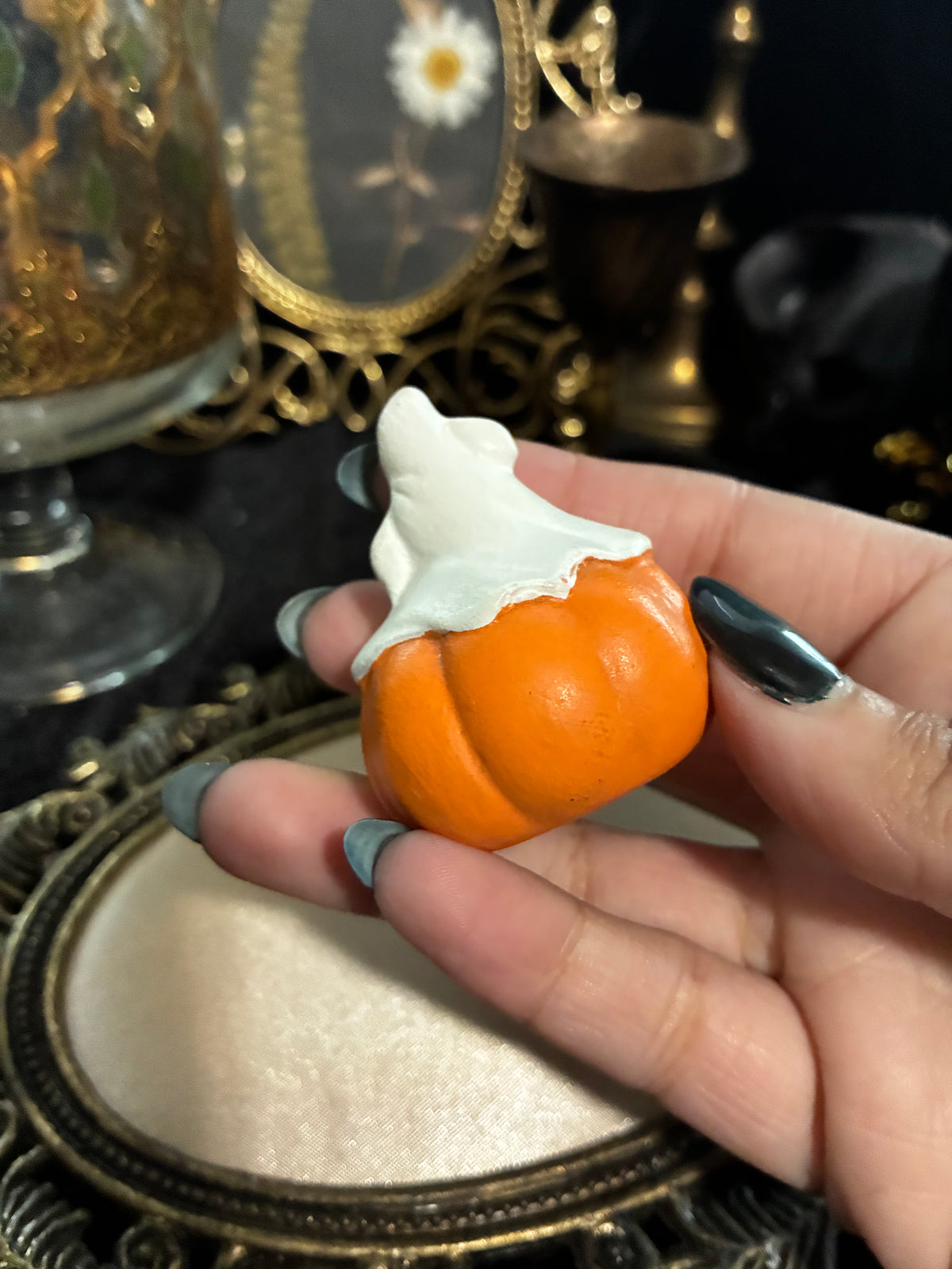 Small Ghost on Pumpkin Figurine