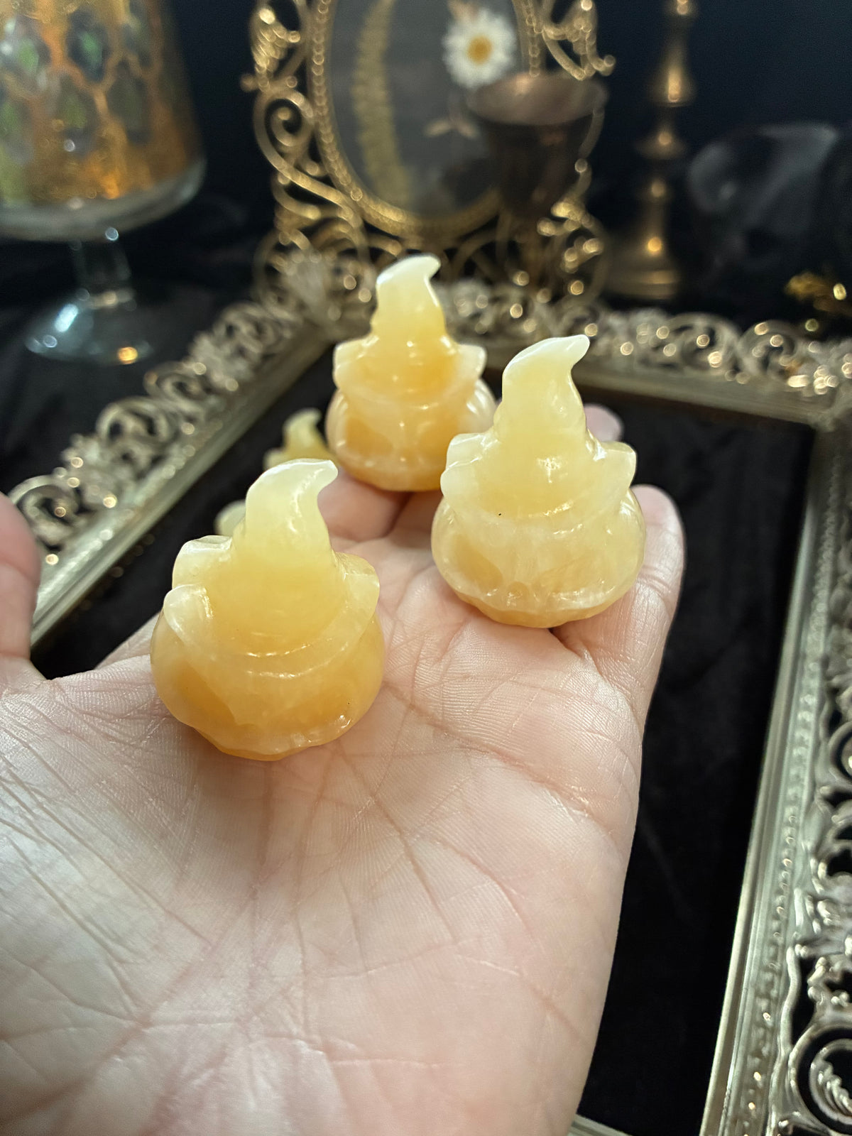 Yellow Calcite Witch Hat Pumpkin