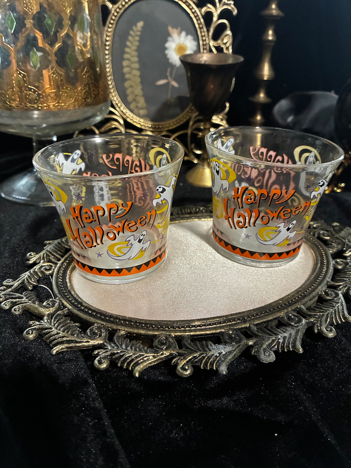 Happy Halloween Glass Votive Holders