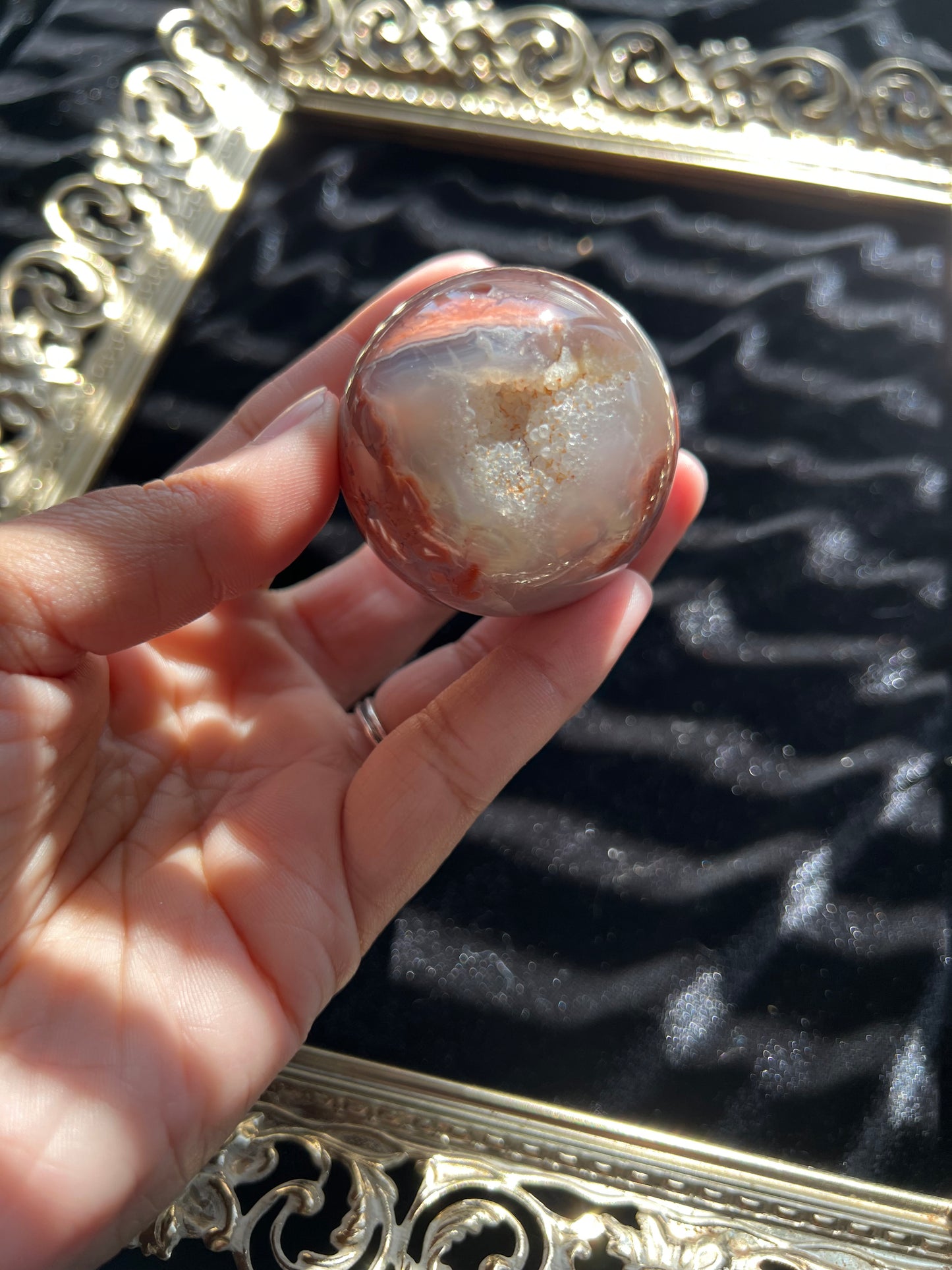 Pink Plume Agate Sphere