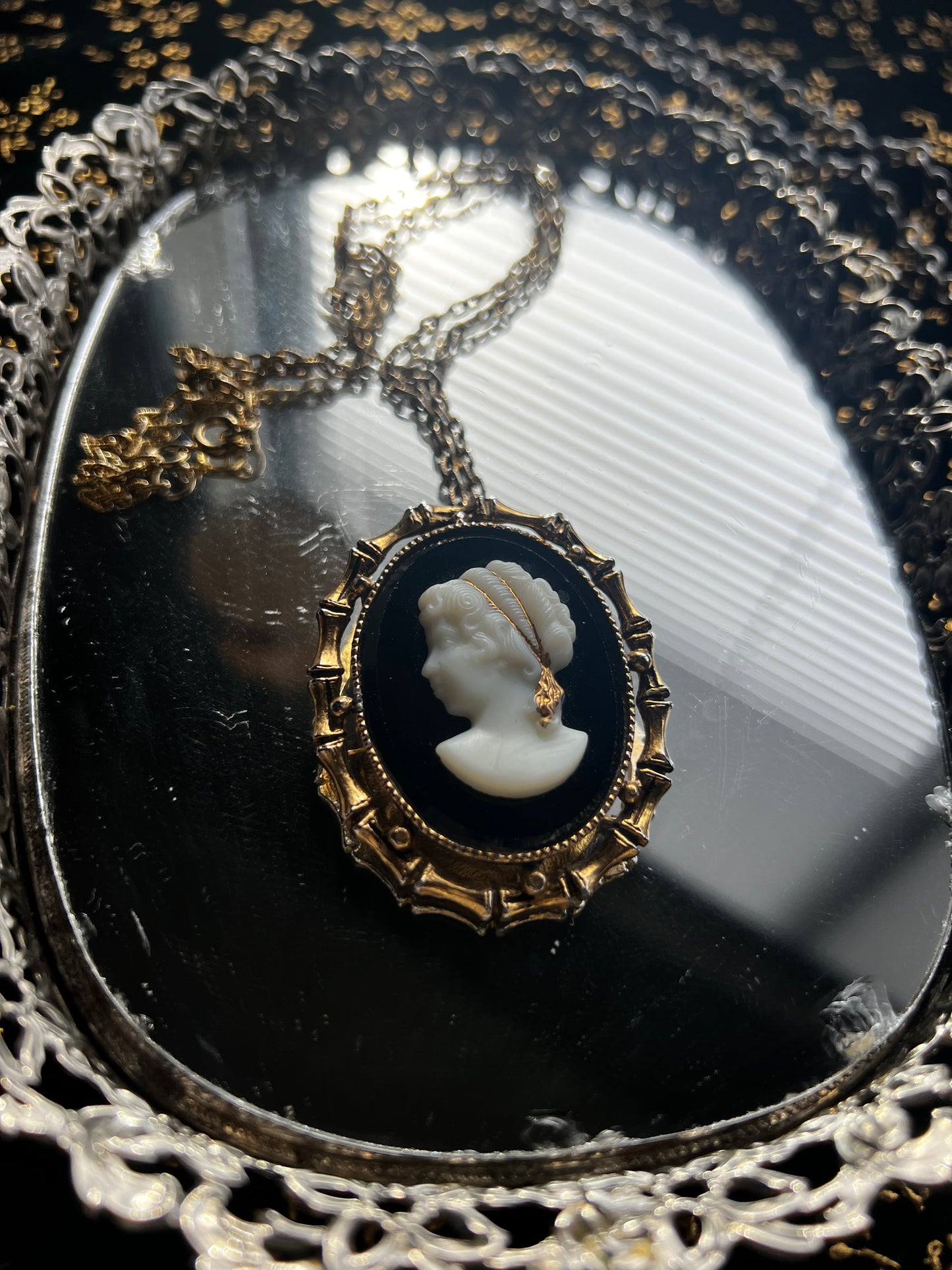 Black and Gold Cameo Necklace