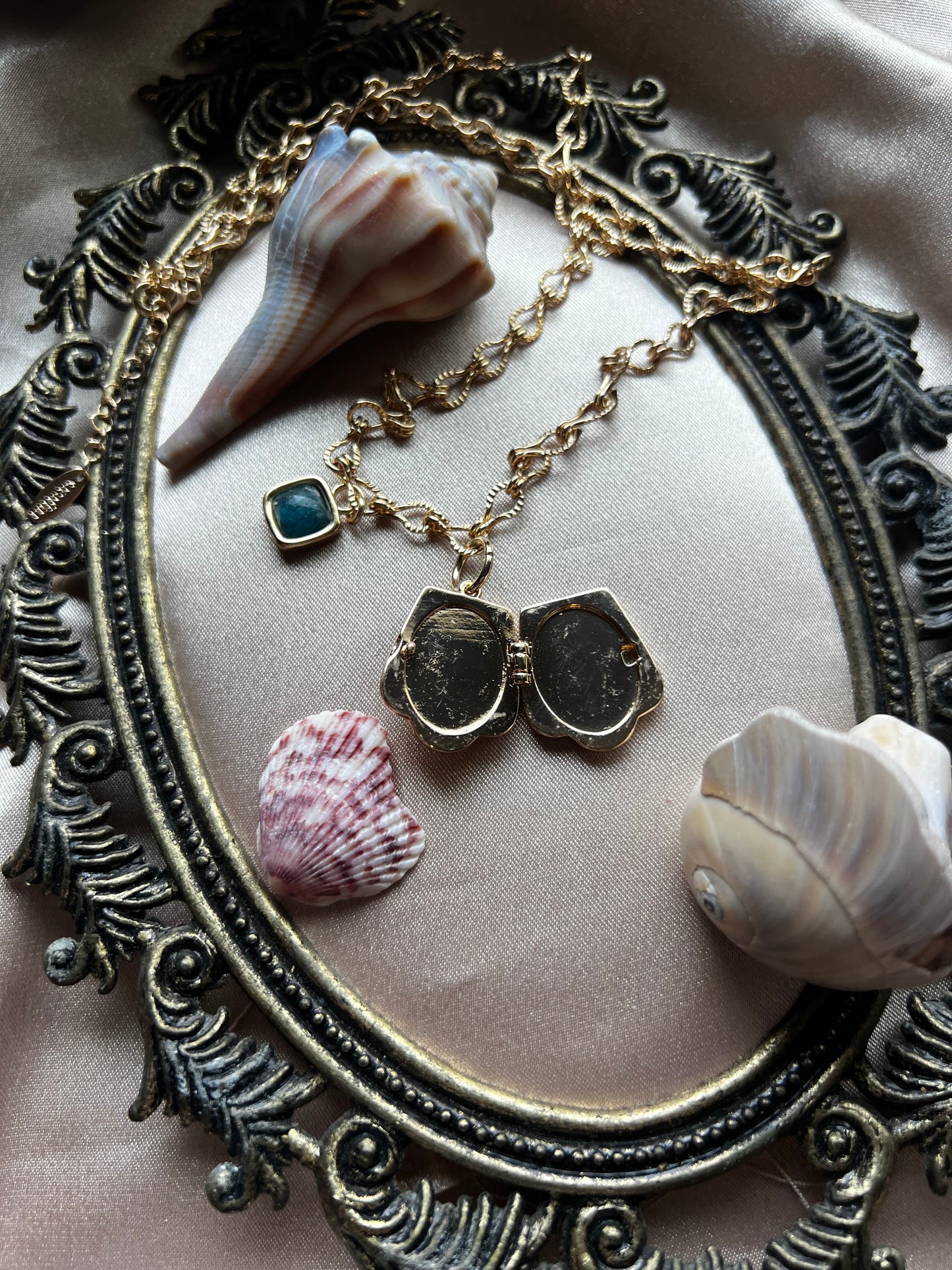 Blue Apatite Gold Toned Locket