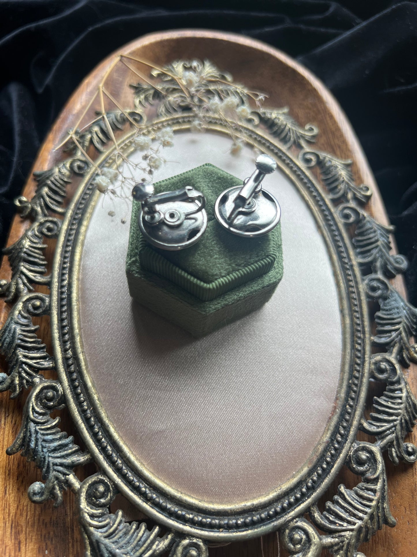Silver Toned Screw Back Earrings
