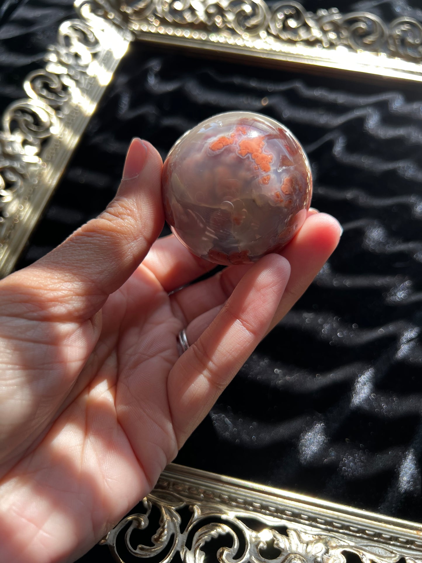 Pink Plume Agate Sphere