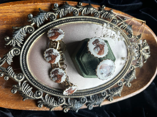 Horse Screw Back Earrings and Bracelet Set