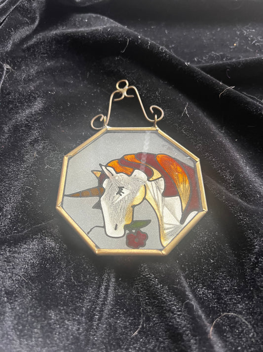 Unicorn Faux Stained Glass Hanging
