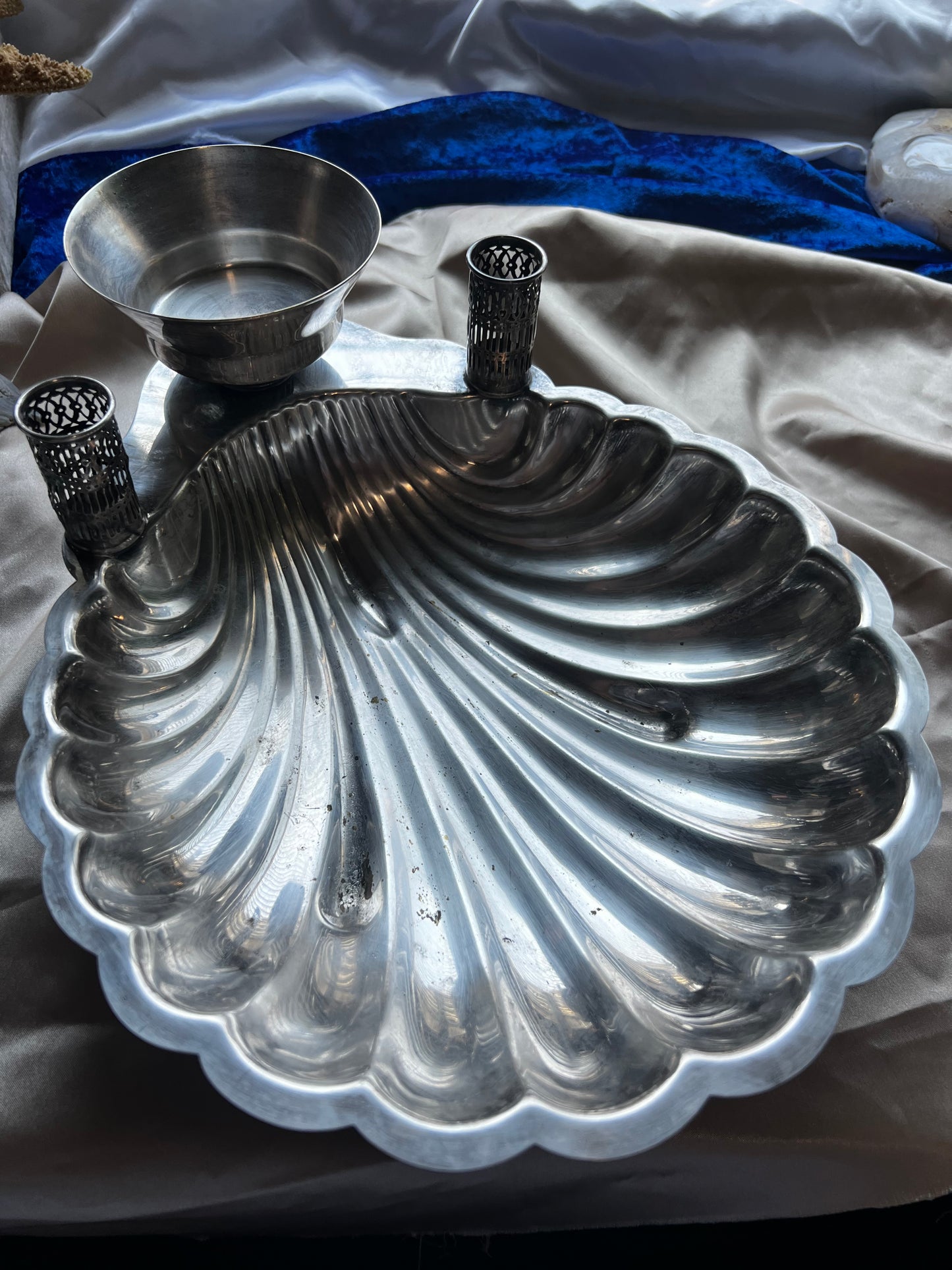 Vintage Silver Clamshell Serving Tray