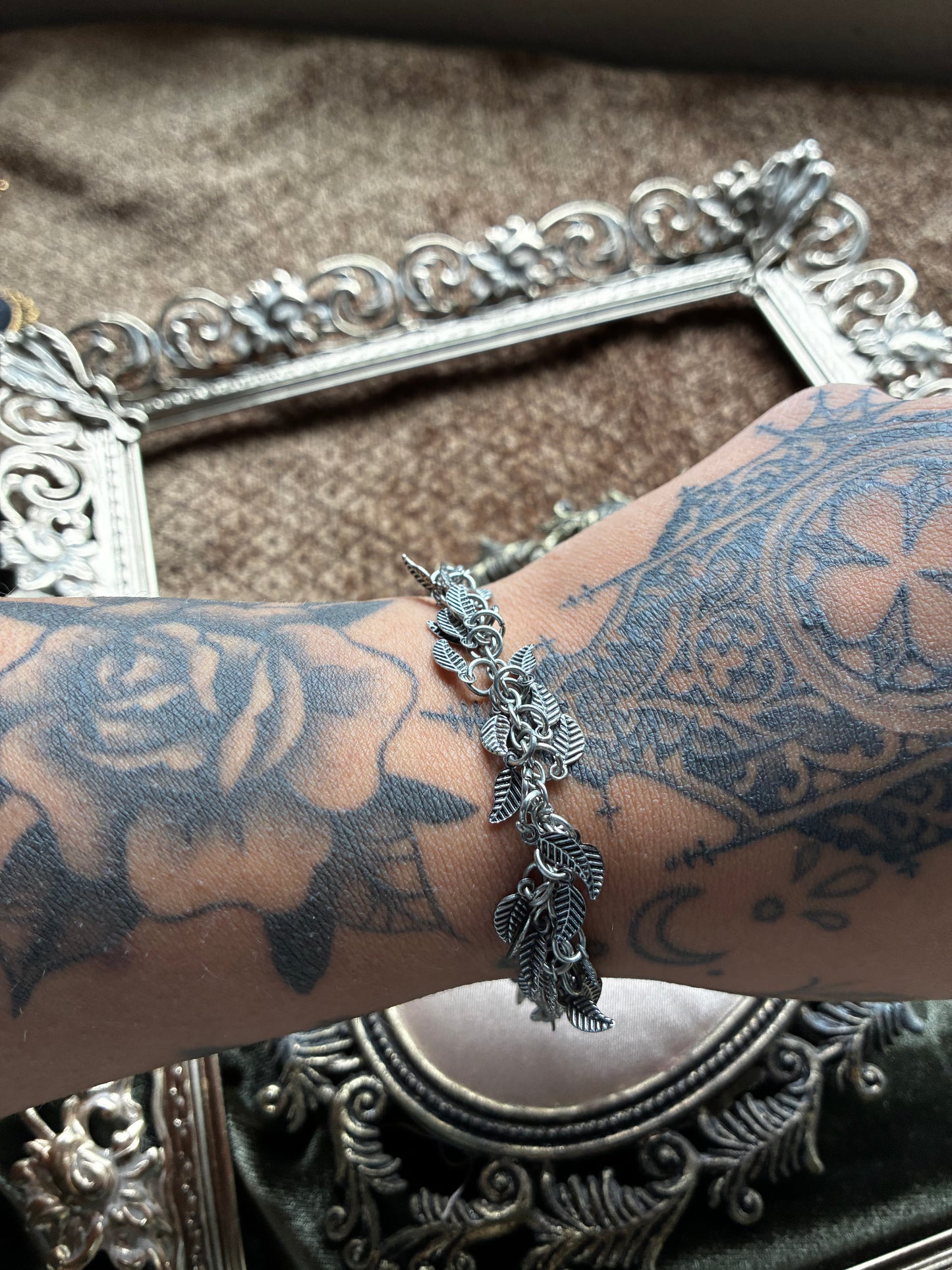 Silver Toned Leaf Bracelet