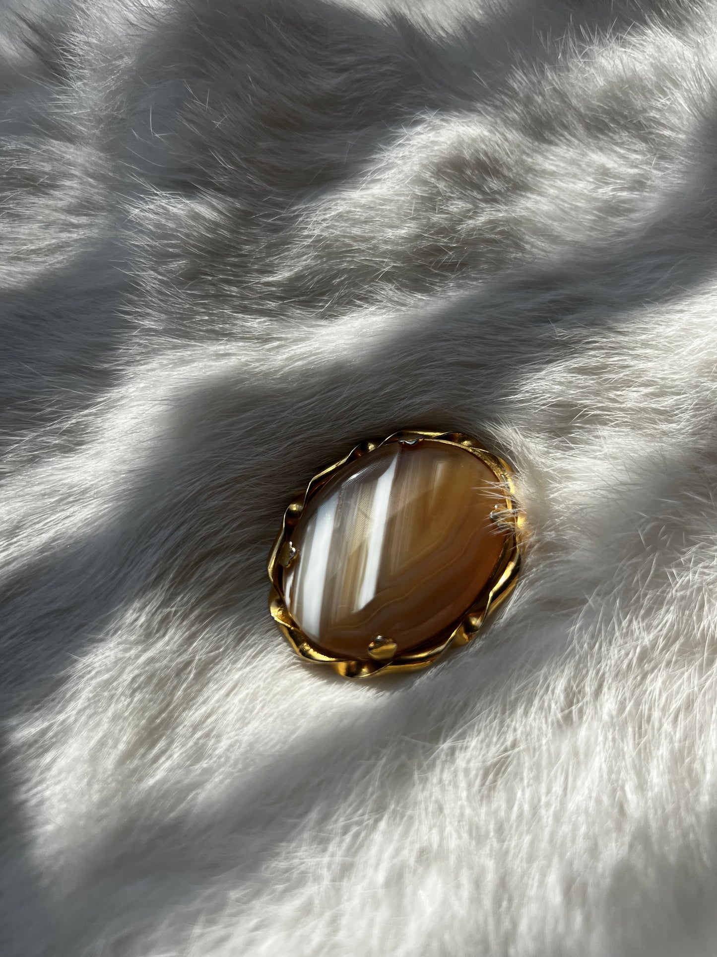 Vintage Banded Agate Brooch