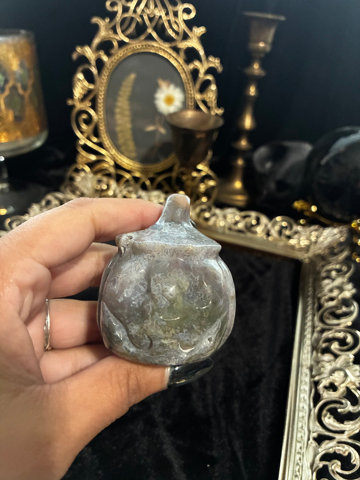 Moss Agate Jack’ O Lantern
