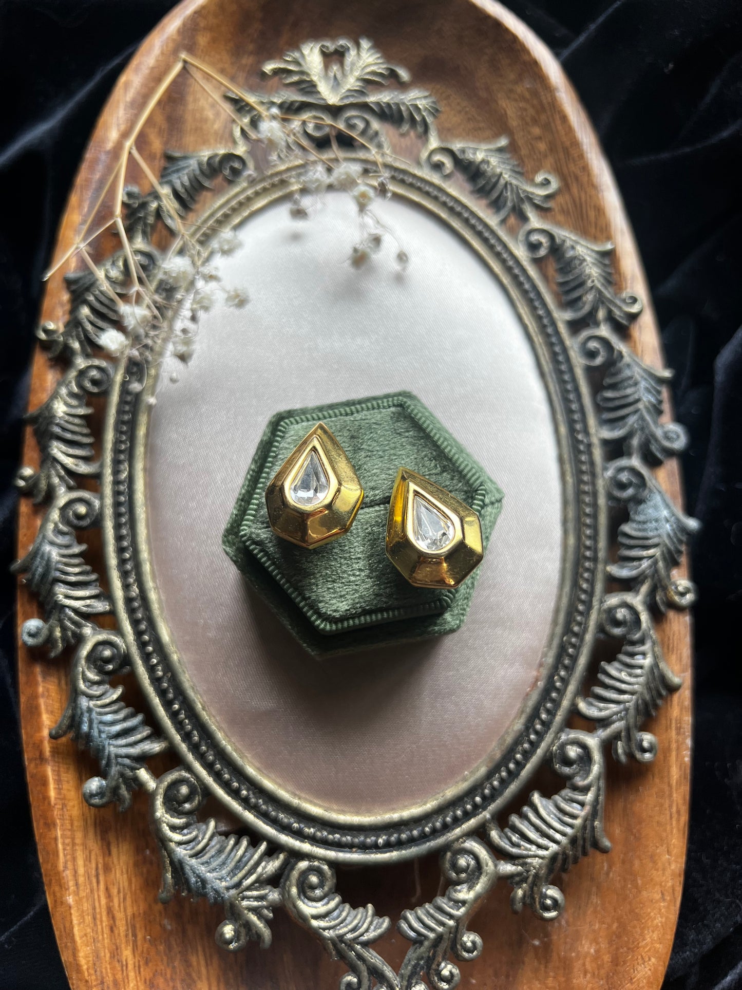 Gold Tone Tear Drop Clip-On Earrings
