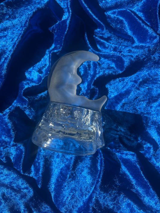 Glass Moon Tealight Holder