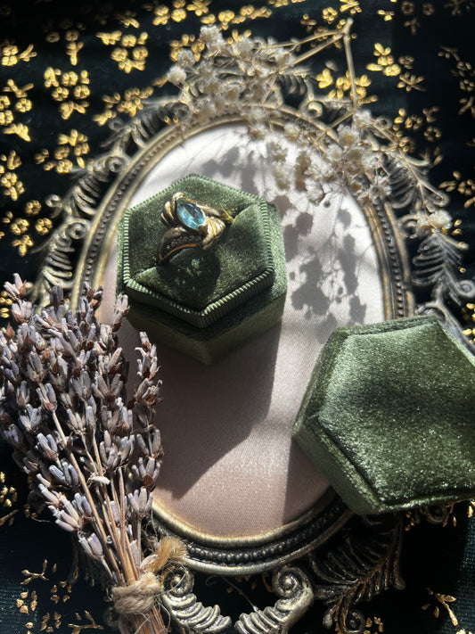 Gold Toned Ring with Aquamarine