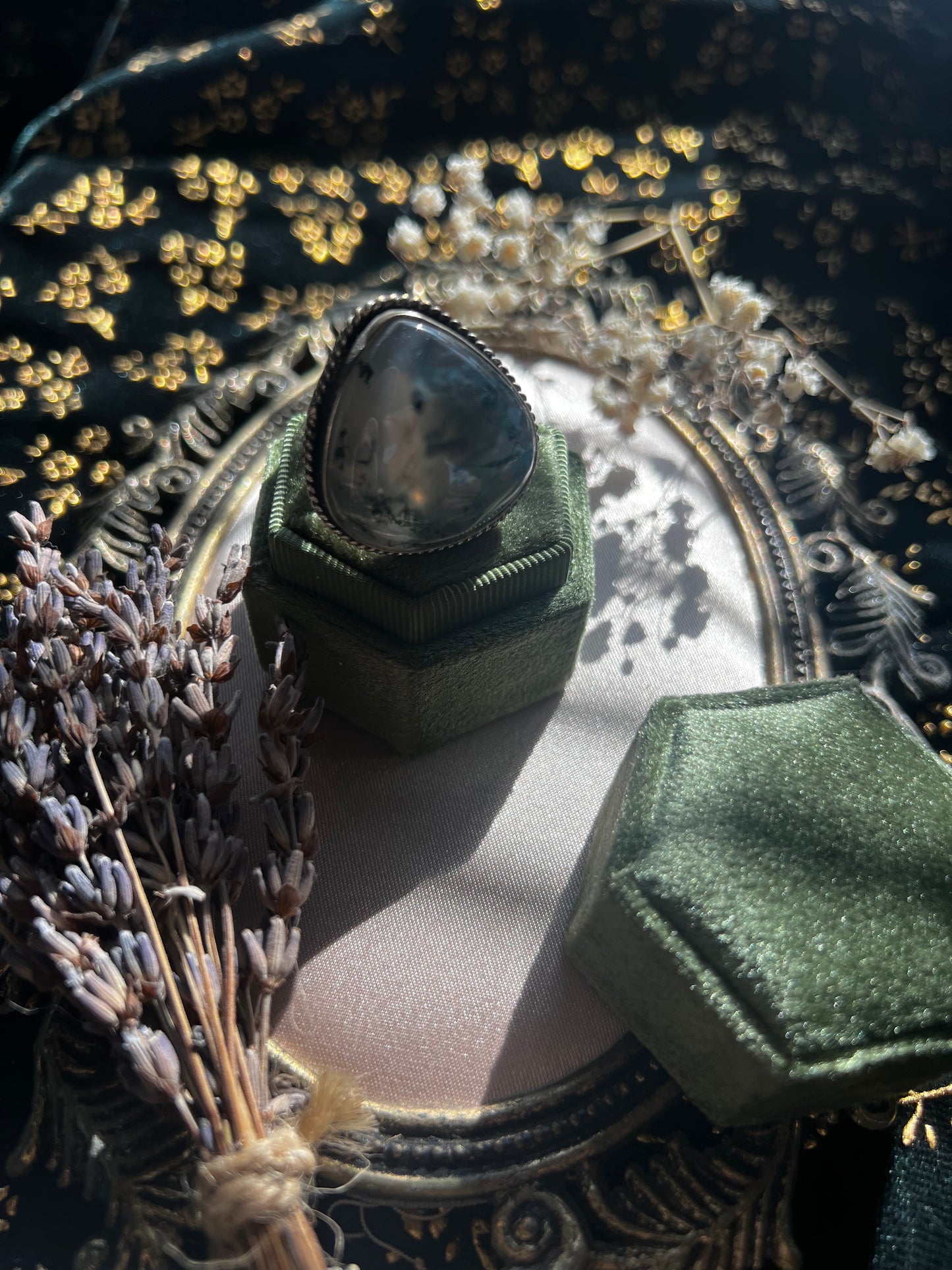 Moss Agate Silver Ring