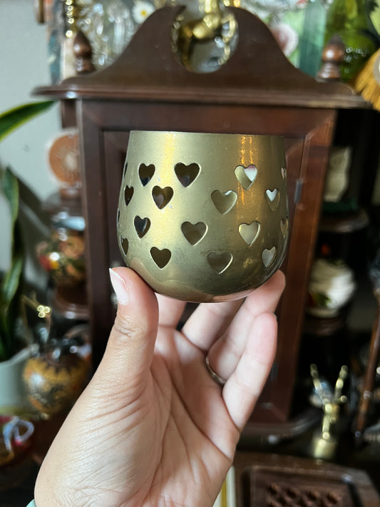 brass heart cut out votive holder